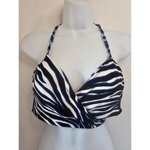 Carmen Marc Valvo Swim‎ Top Zebra Print Halter Tie Back Size M